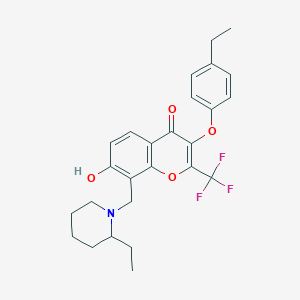molecular formula C26H28F3NO4 B7745277 3-(4-ethylphenoxy)-8-[(2-ethylpiperidin-1-yl)methyl]-7-hydroxy-2-(trifluoromethyl)-4H-chromen-4-one 