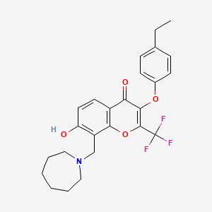 molecular formula C25H26F3NO4 B7745290 8-(Azepan-1-ylmethyl)-3-(4-ethylphenoxy)-7-hydroxy-2-(trifluoromethyl)chromen-4-one 