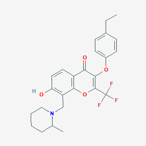 molecular formula C25H26F3NO4 B7745298 3-(4-ethylphenoxy)-7-hydroxy-8-[(2-methylpiperidin-1-yl)methyl]-2-(trifluoromethyl)-4H-chromen-4-one 