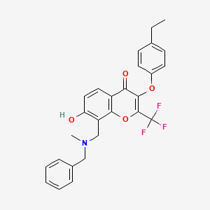 molecular formula C27H24F3NO4 B7745309 8-[[Benzyl(methyl)amino]methyl]-3-(4-ethylphenoxy)-7-hydroxy-2-(trifluoromethyl)chromen-4-one 