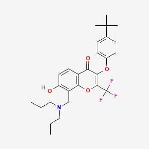 molecular formula C27H32F3NO4 B7745336 3-(4-tert-butylphenoxy)-8-[(dipropylamino)methyl]-7-hydroxy-2-(trifluoromethyl)-4H-chromen-4-one 