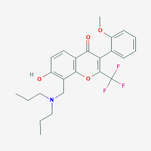 molecular formula C24H26F3NO4 B7745351 8-[(dipropylamino)methyl]-7-hydroxy-3-(2-methoxyphenyl)-2-(trifluoromethyl)-4H-chromen-4-one 