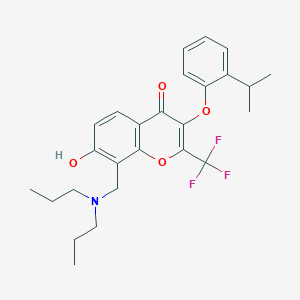 molecular formula C26H30F3NO4 B7745359 8-[(dipropylamino)methyl]-7-hydroxy-3-(2-isopropylphenoxy)-2-(trifluoromethyl)-4H-chromen-4-one 