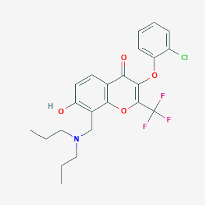 molecular formula C23H23ClF3NO4 B7745360 3-(2-chlorophenoxy)-8-[(dipropylamino)methyl]-7-hydroxy-2-(trifluoromethyl)-4H-chromen-4-one 