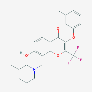 molecular formula C24H24F3NO4 B7745387 7-hydroxy-3-(3-methylphenoxy)-8-[(3-methylpiperidin-1-yl)methyl]-2-(trifluoromethyl)-4H-chromen-4-one 