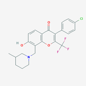 3-(4-chlorophenyl)-7-hydroxy-8-[(3-methylpiperidin-1-yl)methyl]-2-(trifluoromethyl)-4H-chromen-4-one