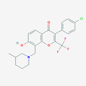 molecular formula C23H21ClF3NO3 B7745396 3-(4-chlorophenyl)-7-hydroxy-8-[(3-methylpiperidin-1-yl)methyl]-2-(trifluoromethyl)-4H-chromen-4-one 