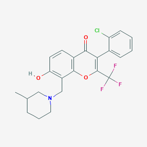 molecular formula C23H21ClF3NO3 B7745404 3-(2-chlorophenyl)-7-hydroxy-8-[(3-methylpiperidin-1-yl)methyl]-2-(trifluoromethyl)-4H-chromen-4-one 