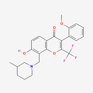 molecular formula C24H24F3NO4 B7745417 7-hydroxy-3-(2-methoxyphenyl)-8-[(3-methylpiperidin-1-yl)methyl]-2-(trifluoromethyl)-4H-chromen-4-one 