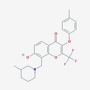molecular formula C24H24F3NO4 B7745421 7-hydroxy-3-(4-methylphenoxy)-8-[(3-methylpiperidin-1-yl)methyl]-2-(trifluoromethyl)-4H-chromen-4-one 