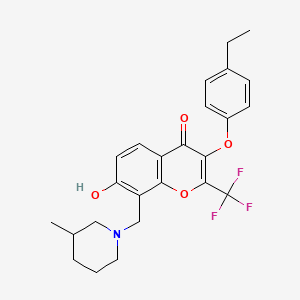 molecular formula C25H26F3NO4 B7745430 3-(4-ethylphenoxy)-7-hydroxy-8-[(3-methylpiperidin-1-yl)methyl]-2-(trifluoromethyl)-4H-chromen-4-one 