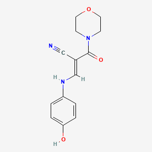 (E)-3-(4-hydroxyanilino)-2-(morpholine-4-carbonyl)prop-2-enenitrile