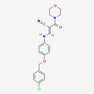 (E)-3-((4-((4-chlorobenzyl)oxy)phenyl)amino)-2-(morpholine-4-carbonyl)acrylonitrile