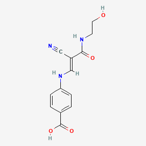molecular formula C13H13N3O4 B7745508 (E)-4-((2-cyano-3-((2-hydroxyethyl)amino)-3-oxoprop-1-en-1-yl)amino)benzoic acid 