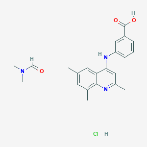 molecular formula C22H26ClN3O3 B7745520 N,N-dimethylformamide;3-[(2,6,8-trimethylquinolin-4-yl)amino]benzoic acid;hydrochloride 