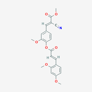 molecular formula C23H21NO7 B7745561 (E)-methyl 2-cyano-3-(4-(((E)-3-(2,4-dimethoxyphenyl)acryloyl)oxy)-3-methoxyphenyl)acrylate 