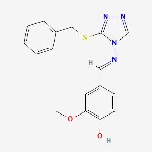 molecular formula C17H16N4O2S B7745568 4-[(E)-(3-benzylsulfanyl-1,2,4-triazol-4-yl)iminomethyl]-2-methoxyphenol 