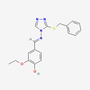 molecular formula C18H18N4O2S B7745574 4-[(E)-(3-benzylsulfanyl-1,2,4-triazol-4-yl)iminomethyl]-2-ethoxyphenol 