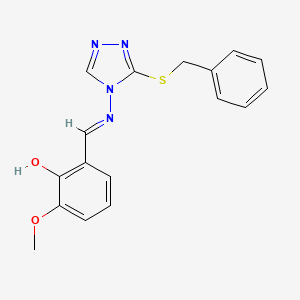 molecular formula C17H16N4O2S B7745580 2-[(E)-(3-benzylsulfanyl-1,2,4-triazol-4-yl)iminomethyl]-6-methoxyphenol 