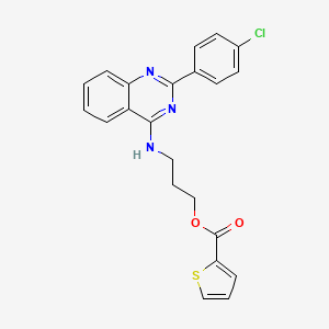 molecular formula C22H18ClN3O2S B7745648 3-{[2-(4-Chlorophenyl)quinazolin-4-yl]amino}propyl thiophene-2-carboxylate 