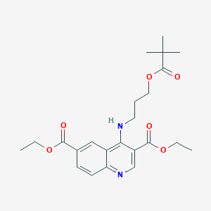 molecular formula C23H30N2O6 B7745655 Diethyl 4-({3-[(2,2-dimethylpropanoyl)oxy]propyl}amino)quinoline-3,6-dicarboxylate 