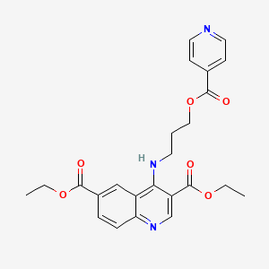 molecular formula C24H25N3O6 B7745691 Diethyl 4-{[3-(isonicotinoyloxy)propyl]amino}quinoline-3,6-dicarboxylate 