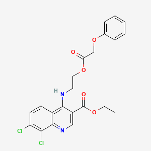 molecular formula C22H20Cl2N2O5 B7745704 Ethyl 7,8-dichloro-4-((2-(2-phenoxyacetoxy)ethyl)amino)quinoline-3-carboxylate 