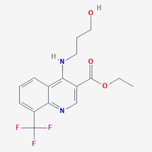 molecular formula C16H17F3N2O3 B7745727 4-(3-Hydroxy-propylamino)-8-trifluoromethyl-quinoline-3-carboxylic acid ethyl es 