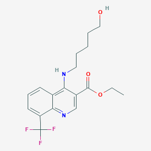 molecular formula C18H21F3N2O3 B7745732 Ethyl 4-[(5-hydroxypentyl)amino]-8-(trifluoromethyl)quinoline-3-carboxylate 