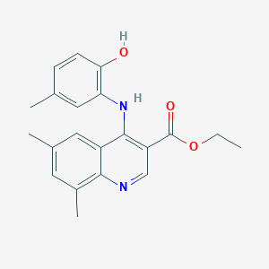 molecular formula C21H22N2O3 B7745749 Ethyl 4-[(2-hydroxy-5-methylphenyl)amino]-6,8-dimethylquinoline-3-carboxylate 