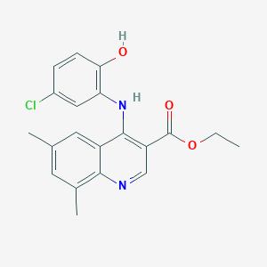 molecular formula C20H19ClN2O3 B7745752 Ethyl 4-[(5-chloro-2-hydroxyphenyl)amino]-6,8-dimethylquinoline-3-carboxylate 