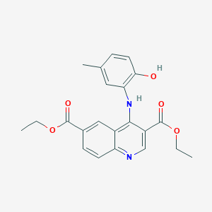 molecular formula C22H22N2O5 B7745762 Diethyl 4-[(2-hydroxy-5-methylphenyl)amino]quinoline-3,6-dicarboxylate 