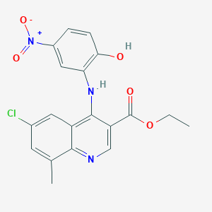 molecular formula C19H16ClN3O5 B7745773 Ethyl 6-chloro-4-(2-hydroxy-5-nitroanilino)-8-methylquinoline-3-carboxylate 