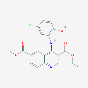 molecular formula C20H17ClN2O5 B7745787 3-O-ethyl 6-O-methyl 4-(5-chloro-2-hydroxyanilino)quinoline-3,6-dicarboxylate 