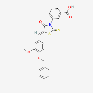 3-[(5Z)-5-[[3-methoxy-4-[(4-methylphenyl)methoxy]phenyl]methylidene]-4-oxo-2-sulfanylidene-1,3-thiazolidin-3-yl]benzoic acid