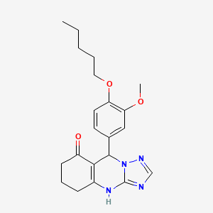 molecular formula C21H26N4O3 B7745810 9-(3-methoxy-4-pentoxyphenyl)-5,6,7,9-tetrahydro-4H-[1,2,4]triazolo[5,1-b]quinazolin-8-one 