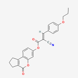 (4-oxo-2,3-dihydro-1H-cyclopenta[c]chromen-7-yl) (E)-2-cyano-3-(4-propoxyphenyl)prop-2-enoate