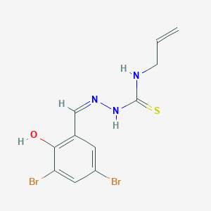 molecular formula C11H11Br2N3OS B7745876 1-[(Z)-(3,5-dibromo-2-hydroxyphenyl)methylideneamino]-3-prop-2-enylthiourea 