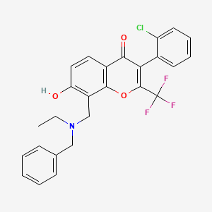 molecular formula C26H21ClF3NO3 B7745908 8-{[benzyl(ethyl)amino]methyl}-3-(2-chlorophenyl)-7-hydroxy-2-(trifluoromethyl)-4H-chromen-4-one 