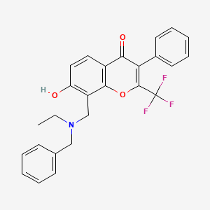 molecular formula C26H22F3NO3 B7745909 8-{[benzyl(ethyl)amino]methyl}-7-hydroxy-3-phenyl-2-(trifluoromethyl)-4H-chromen-4-one 