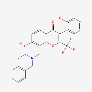 molecular formula C27H24F3NO4 B7745916 8-{[benzyl(ethyl)amino]methyl}-7-hydroxy-3-(2-methoxyphenyl)-2-(trifluoromethyl)-4H-chromen-4-one 