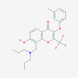 molecular formula C24H26F3NO4 B7745935 8-[(dipropylamino)methyl]-7-hydroxy-3-(3-methylphenoxy)-2-(trifluoromethyl)-4H-chromen-4-one 