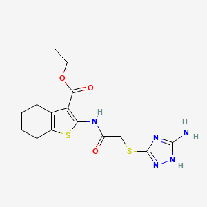 molecular formula C15H19N5O3S2 B7745950 ethyl 2-({[(3-amino-1H-1,2,4-triazol-5-yl)sulfanyl]acetyl}amino)-4,5,6,7-tetrahydro-1-benzothiophene-3-carboxylate 