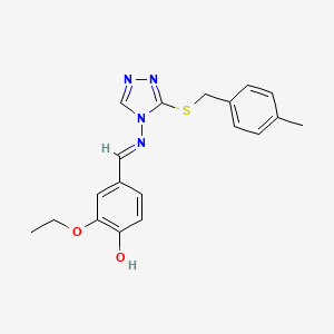 molecular formula C19H20N4O2S B7746004 2-ethoxy-4-[(E)-[3-[(4-methylphenyl)methylsulfanyl]-1,2,4-triazol-4-yl]iminomethyl]phenol 