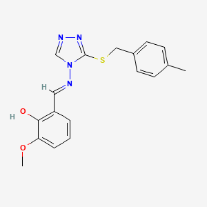 molecular formula C18H18N4O2S B7746010 2-methoxy-6-[(E)-[3-[(4-methylphenyl)methylsulfanyl]-1,2,4-triazol-4-yl]iminomethyl]phenol 