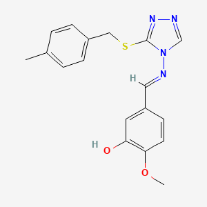 molecular formula C18H18N4O2S B7746038 2-methoxy-5-[(E)-[3-[(4-methylphenyl)methylsulfanyl]-1,2,4-triazol-4-yl]iminomethyl]phenol 