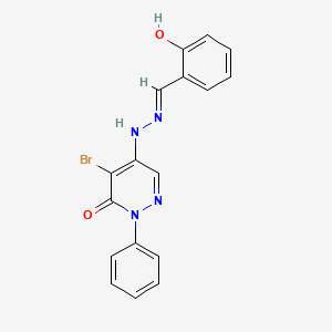 4-bromo-5-[(2E)-2-[(2-hydroxyphenyl)methylidene]hydrazinyl]-2-phenylpyridazin-3-one