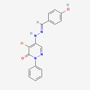 4-bromo-5-[(2E)-2-[(4-hydroxyphenyl)methylidene]hydrazinyl]-2-phenylpyridazin-3-one