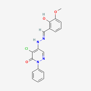 molecular formula C18H15ClN4O3 B7746050 4-chloro-5-[(2E)-2-[(2-hydroxy-3-methoxyphenyl)methylidene]hydrazinyl]-2-phenylpyridazin-3-one 