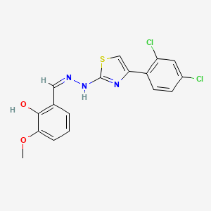 molecular formula C17H13Cl2N3O2S B7746061 2-[(Z)-[[4-(2,4-dichlorophenyl)-1,3-thiazol-2-yl]hydrazinylidene]methyl]-6-methoxyphenol 